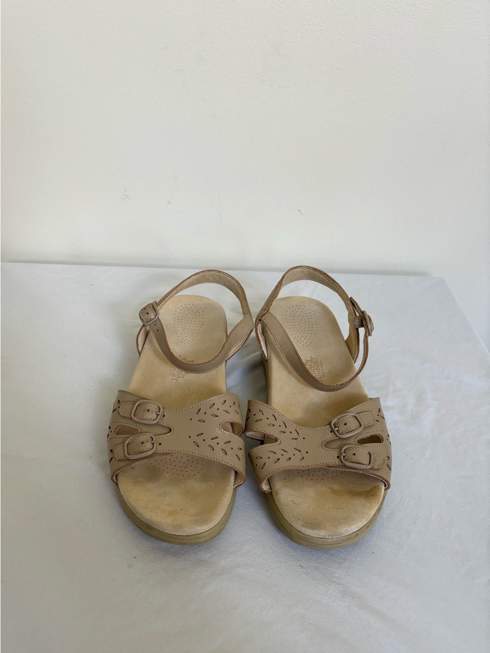 SAS Duo Tripad Comfort Sandals Women Size 9WW Wide Ankle Strap Beige Leather